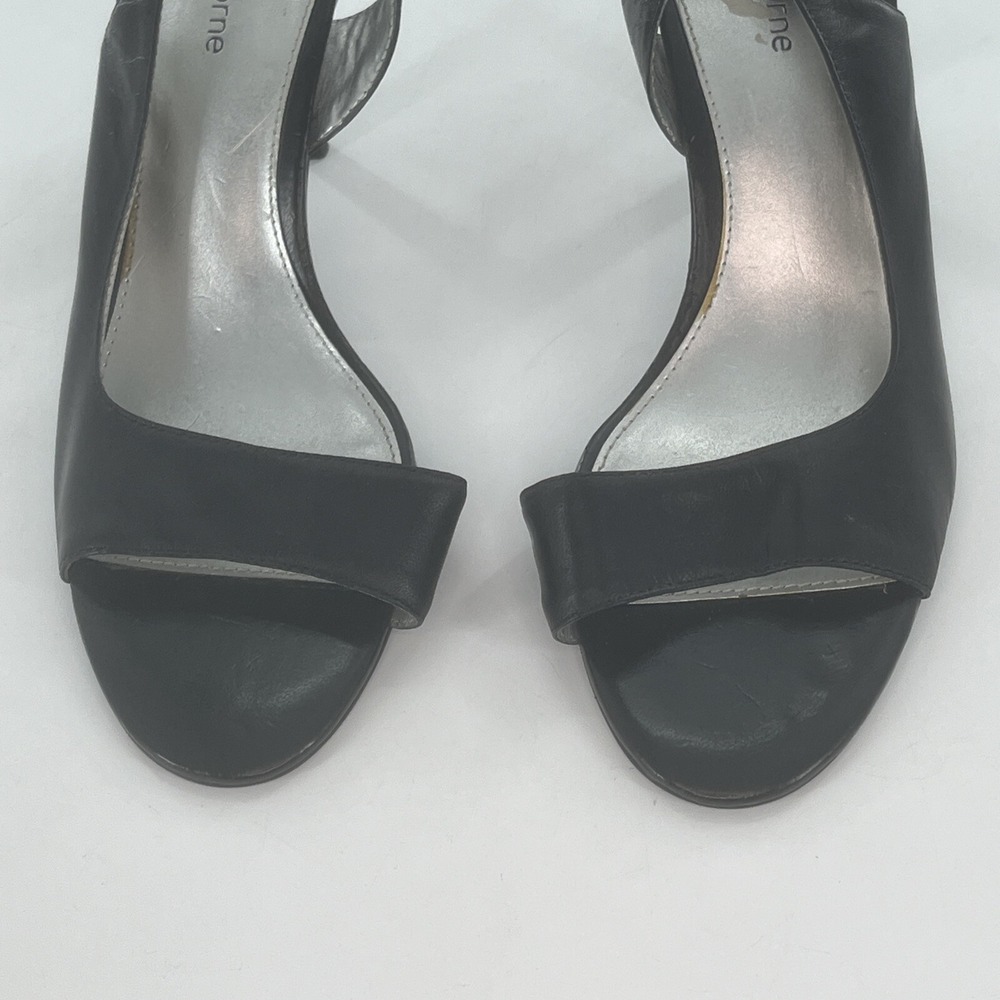 Liz Claiborne D'Orsay Slingback Pump Womens 8 M Black Open Toe Heel Legacy - Picture 4 of 16